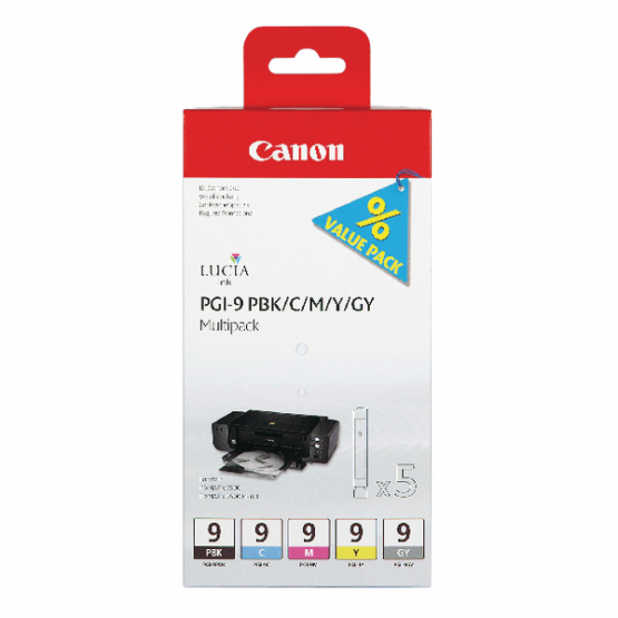 Canon PGI9 Ink Cartridge Multi-Pack - Black, Cyan, Magenta, Yellow (1034B013) 